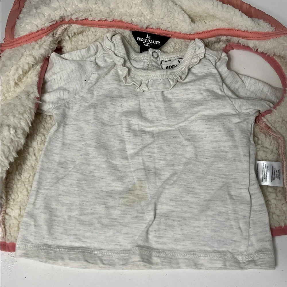 Eddie Bauer 12 Month 3 Piece Outfit Jogger with Vest and Long Sleeve T Pink
